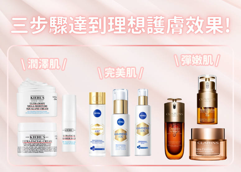 三步驟達到理想護膚效果! 「完美肌、潤澤肌、彈嫩肌」三部曲護膚懶人包,全部告訴你!