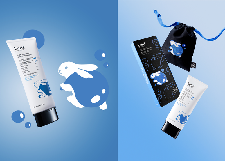 全新 紫芹48hr潤澤炸彈霜增量禮盒(kittybunnypony聯乘特別版) Happy Bunny化身補水速遞員 為肌膚注入源源不絕的水分活力